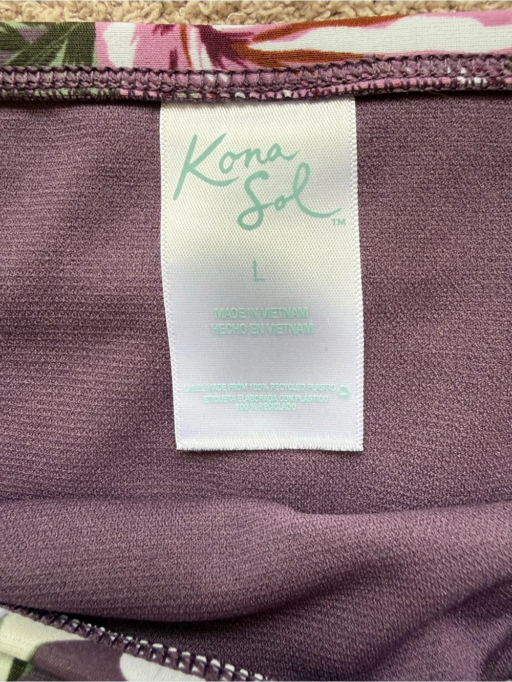 KONA SOL - PURPLE FLORAL SWIM SET - MEDIUM TOP/ LARGE BOTTOM - Picture 4 of 9